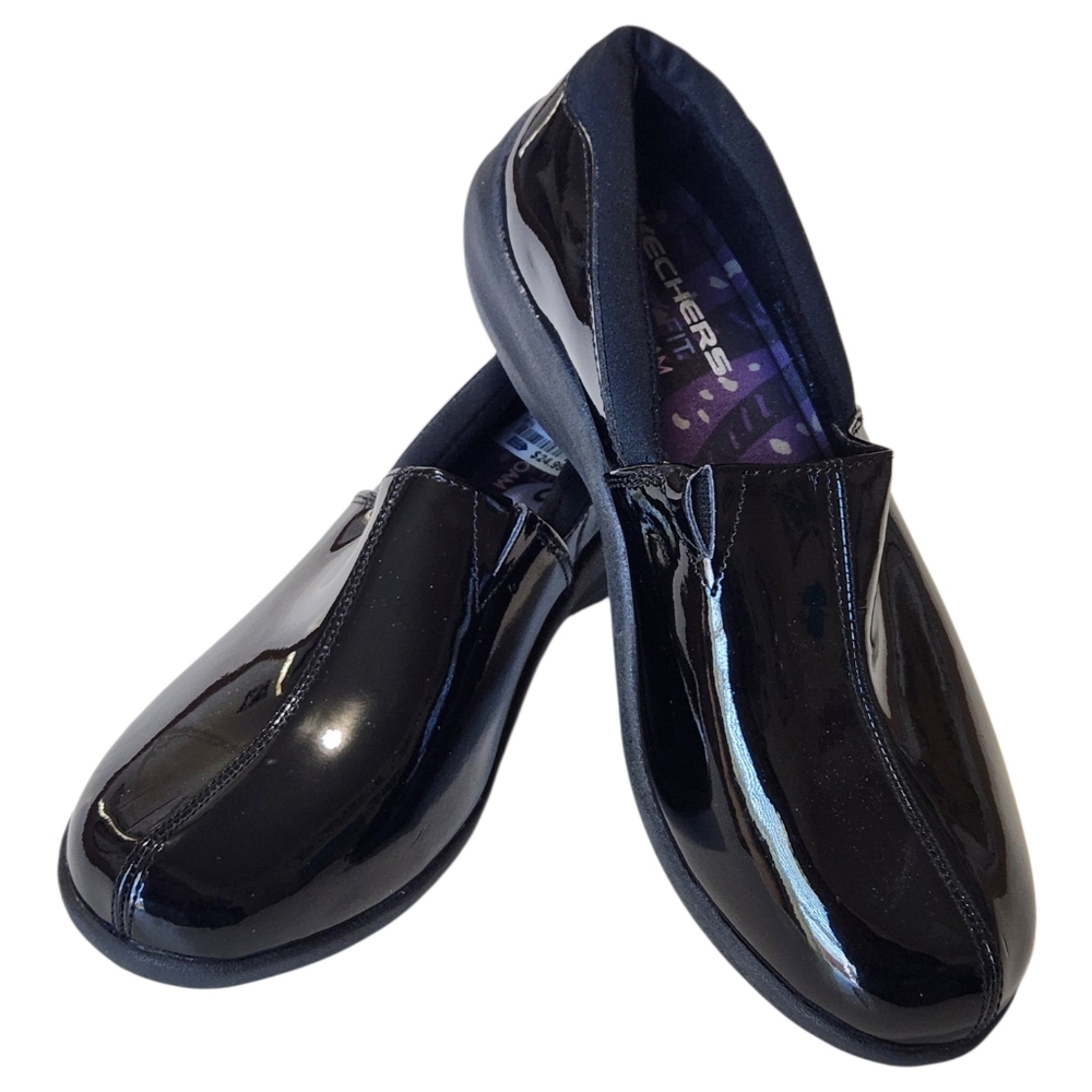 Skechers (Closer To 7.5 Than 8.5) Women’s Black Slip-On Patent Casual Shoes - Picture 12 of 14